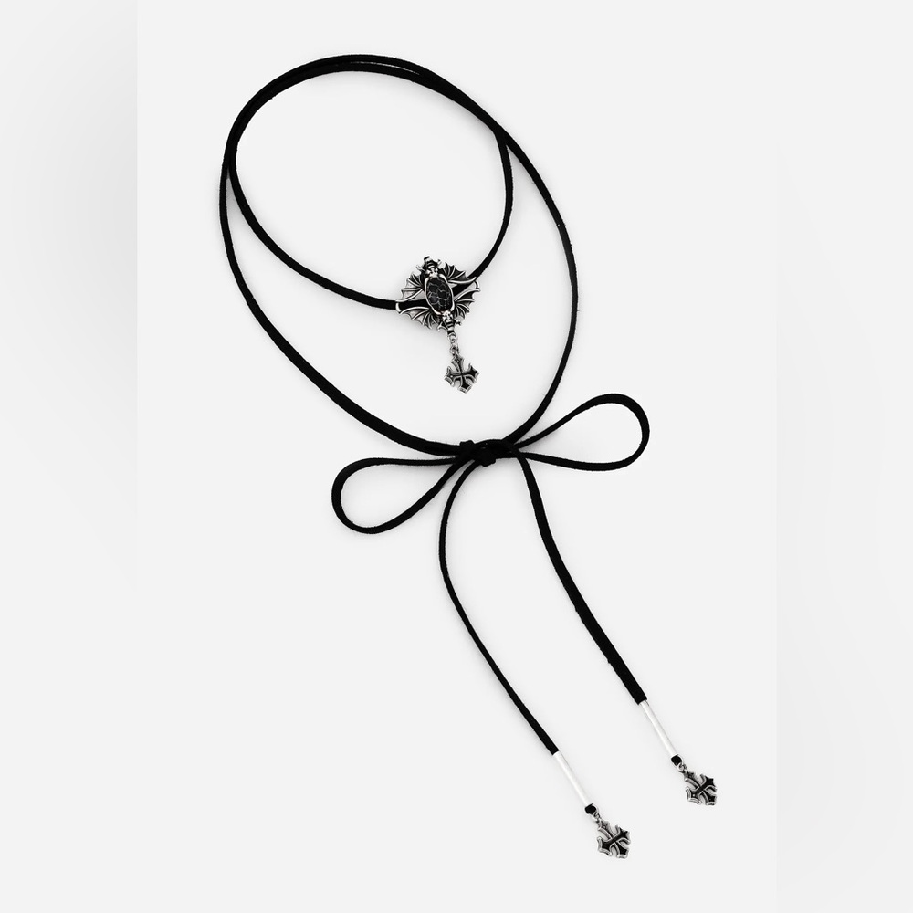 NWT Disturbia Women’s Gargoyle Gothic Cord Choker Necklace - Picture 3 of 7